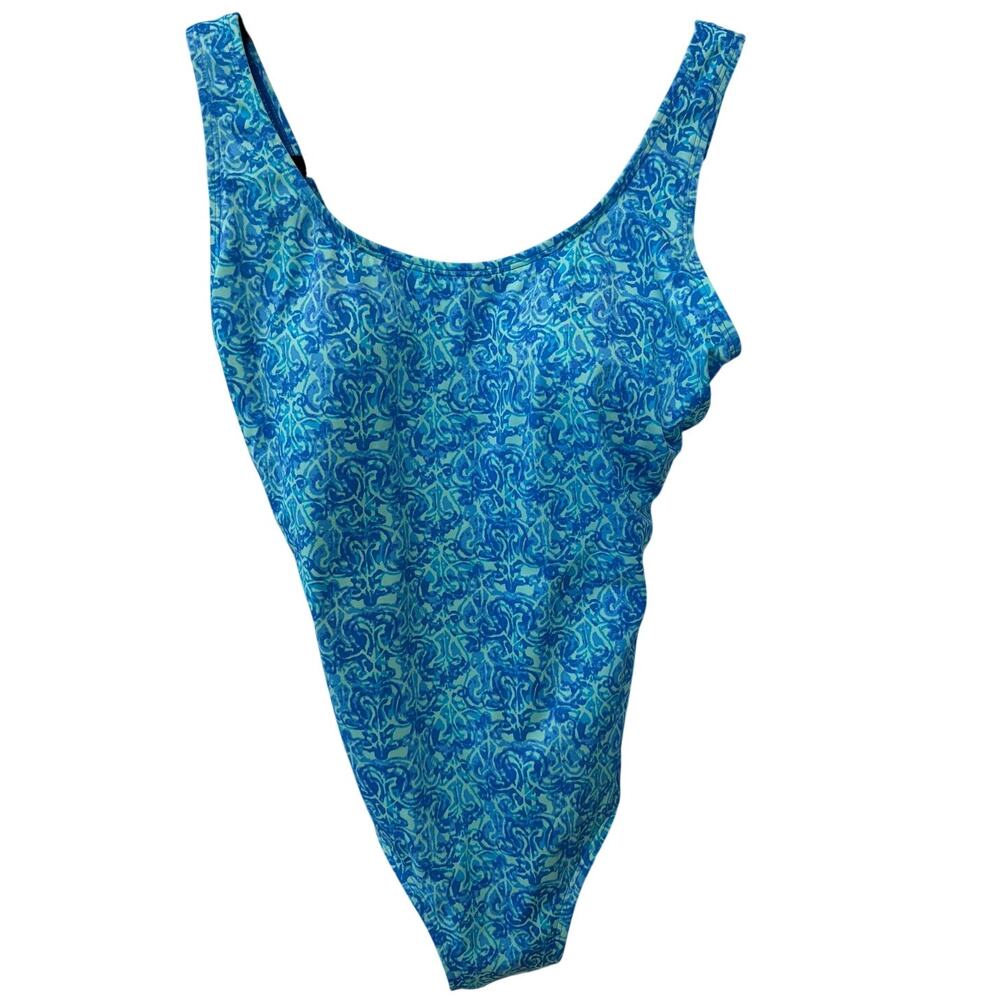 LL Bean Blue One Piece Swimsuit Women's Size 6 Beach Vacation Pool coastal vaca